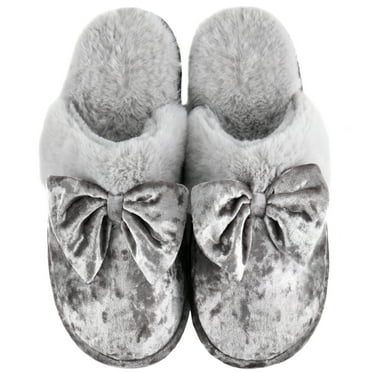 DL Women's Memory Foam Scuff House Slippers Fluffy Velvet Slip on Indoor Bedroom Womens Slippers