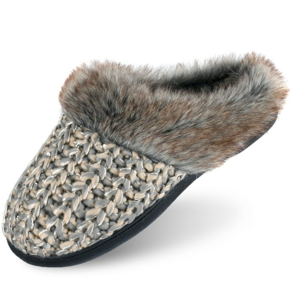 DL Womens Warm Memory Foam House Slippers Winter Slip on Womens Indoor Bedroom Slippers Non-Slip