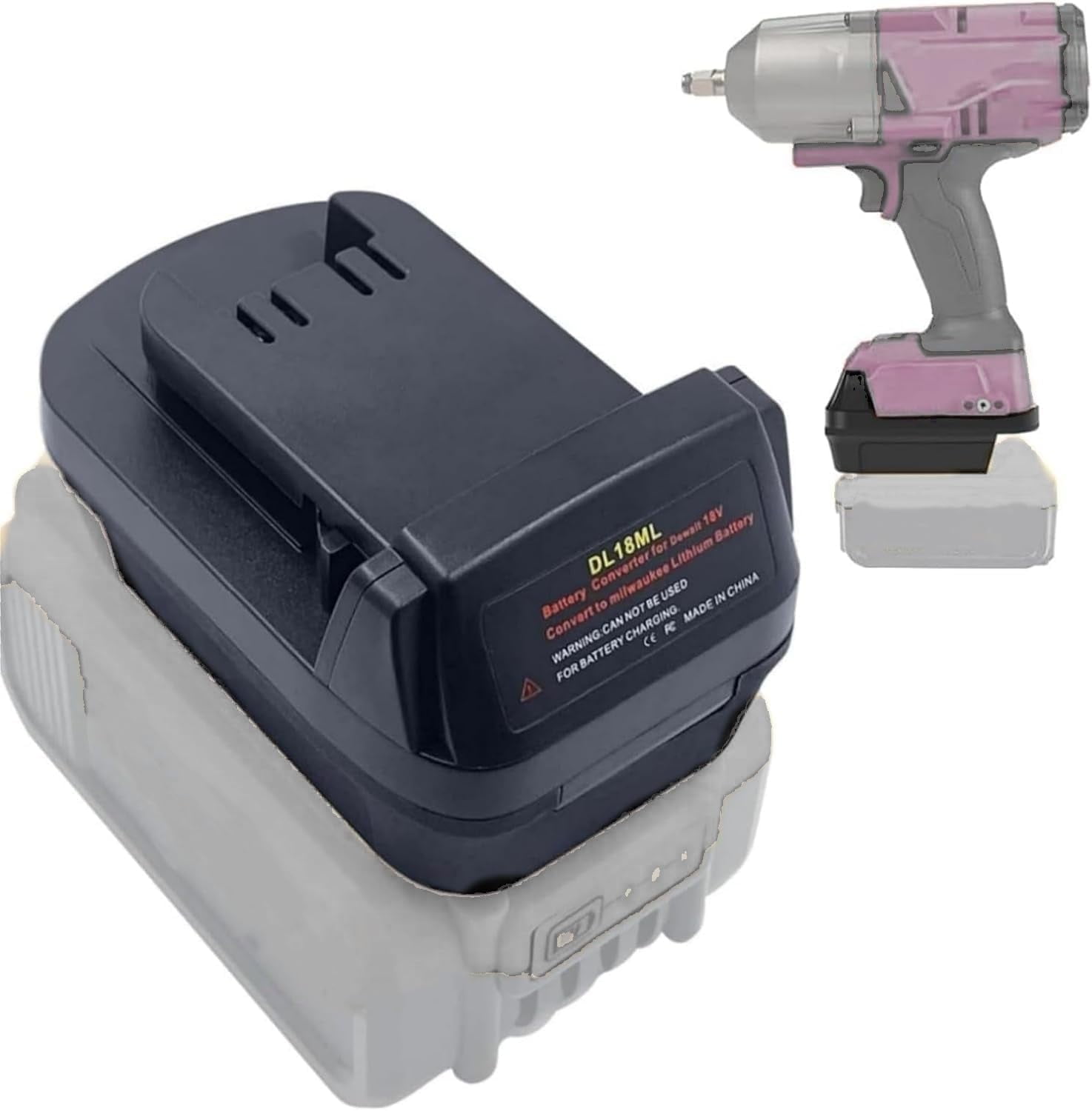 DL18MIL Battery Adapter for De*walt to Mil*wau*kee, for De*walt 18V 20V Battery Adaptor Convert for Mil*wau*kee M18 18V Power Tools (No Battery)