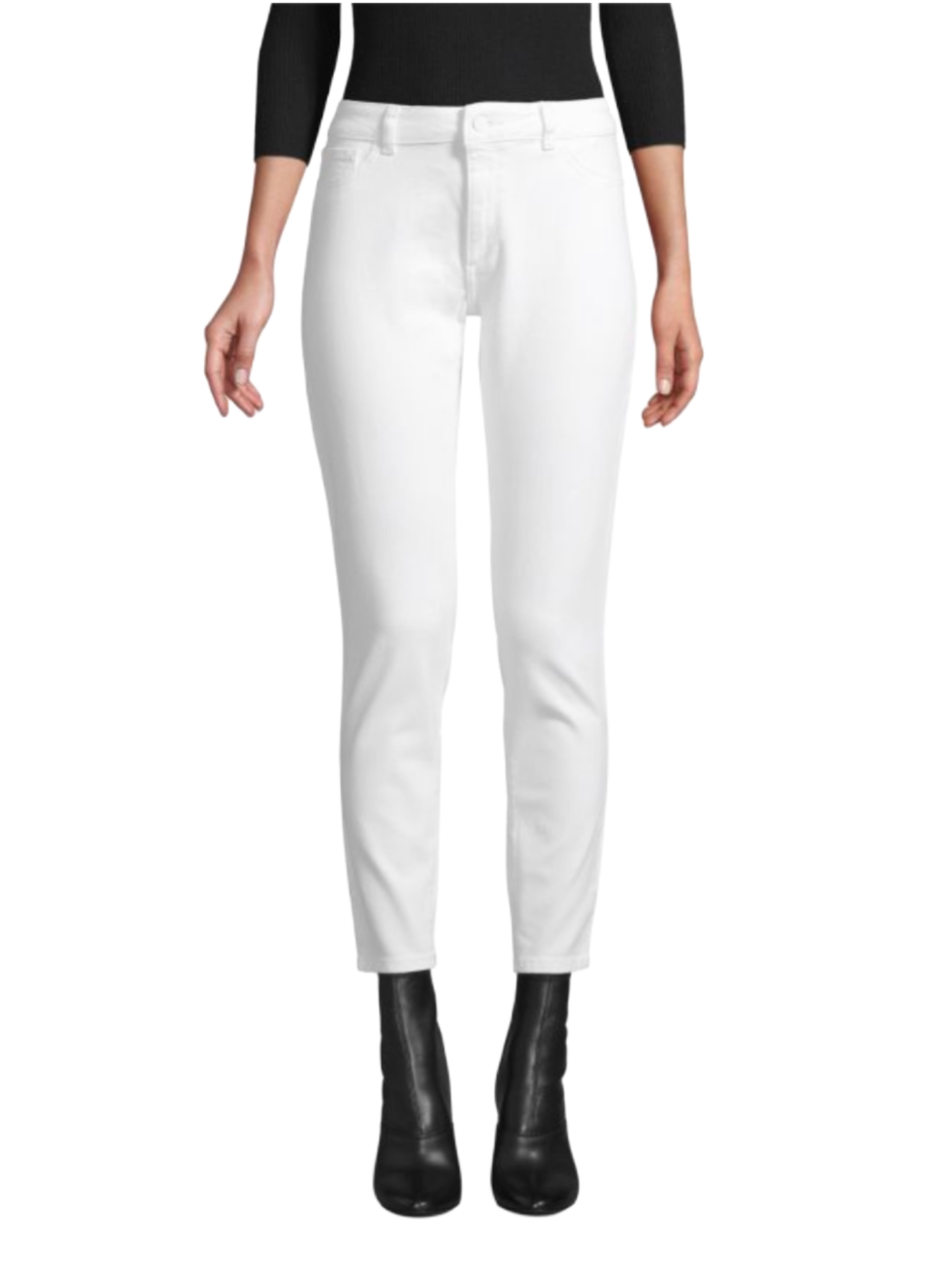 DL1961 Women's Florence Skinny Ankle Jeans - Mid Rise White Denim