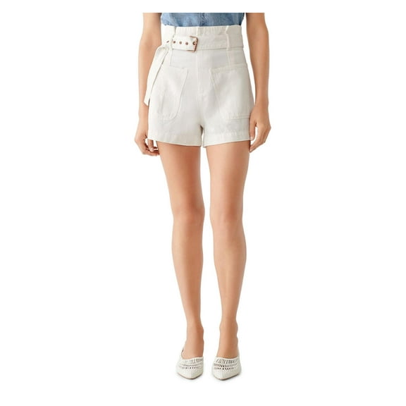 DL1961 Womens Paperbag Belted Denim Shorts Ivory 28