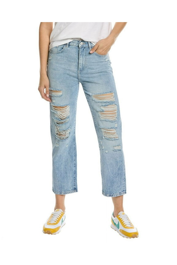 womens Emilie Straight Ultra High-Rise Vintage Super Light Shredded