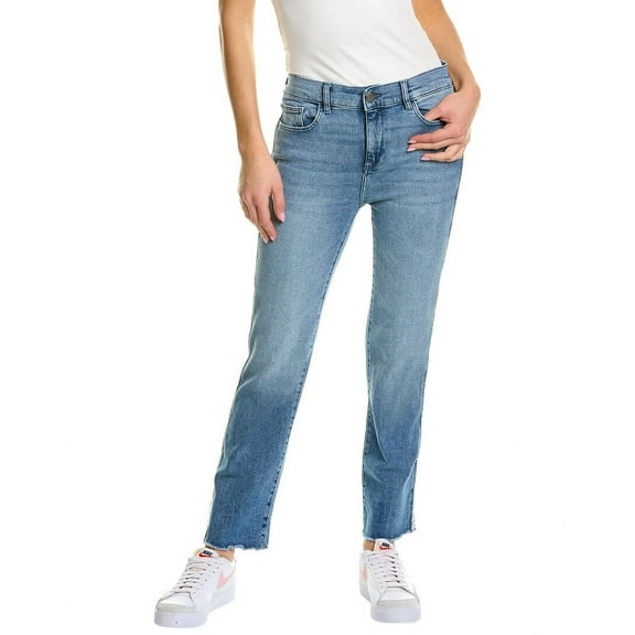 DL1961 womens  Mara Dark Riviera Frayed Ankle Straight Jean, 23, Blue