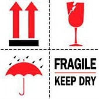 #DL4420 4 x 4" Fragile Keep Dry (Arrows/Broken Glass/Umbrella) Label 500/CS