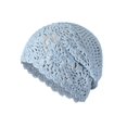 thumbnail image 1 of DLAPL Cotton Crochet Hat Handmade Knit Summer Slouchy Beanie Floral Skull Cap, Solid Blue, 1 of 5