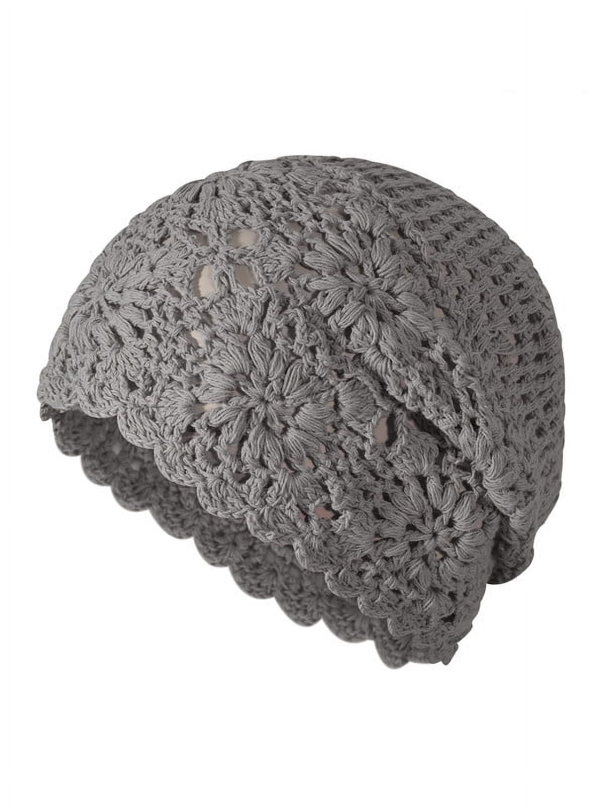 Women\'s Cotton Crochet Slouchy Beanie Hat Knit Summer Skull Cap Solid Grey Women Cotton Crochet Slouchy Beanie Hat Handmade Knit Summer  main image 3