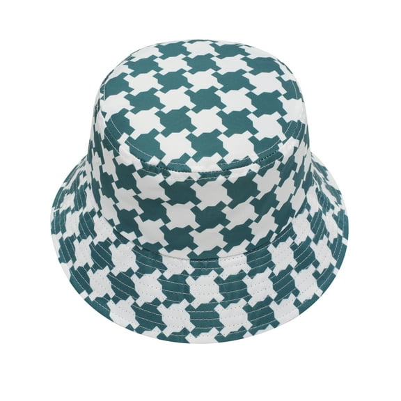 DLAPL Cute Print Bucket Hat for Women Men Teens Summer Beach Fisherman Cap, Houndstooth Checkered Green
