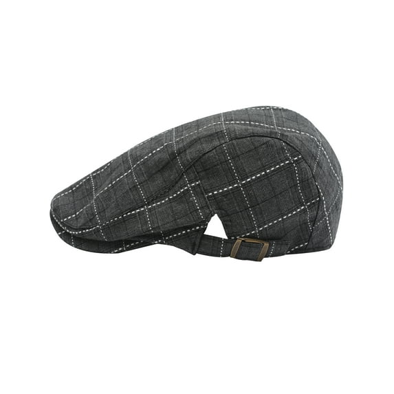 DLAPL Men's Cotton Flat Cap Summer Newsboy Beret Ivy Gatsby Cabbie Driving Hat (Plaid Gray)