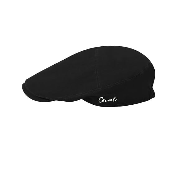 DLAPL Men's Cotton Flat Cap Summer Newsboy Beret Ivy Gatsby Cabbie Driving Hat (Solid Black)