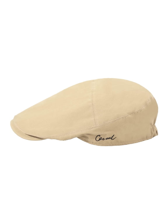 Men's Cotton Flat Cap Summer Newsboy Beret Ivy Gatsby Cabbie Driving Hat (Solid Beige)