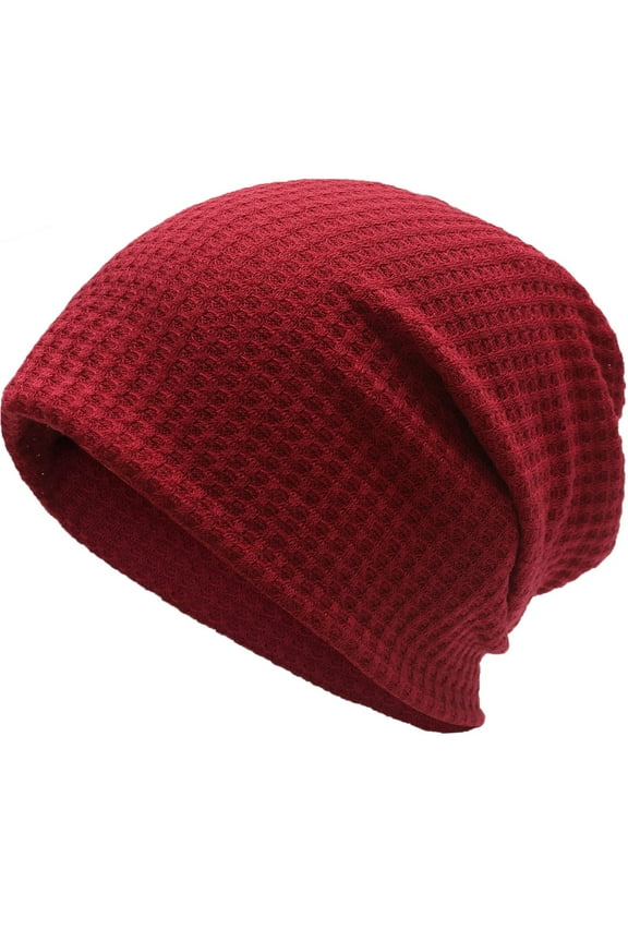 Slouchy Beanie Hat for Men and Women Lightweight Soft Skull Cap Chemo Headwear (Solid Burgundy)