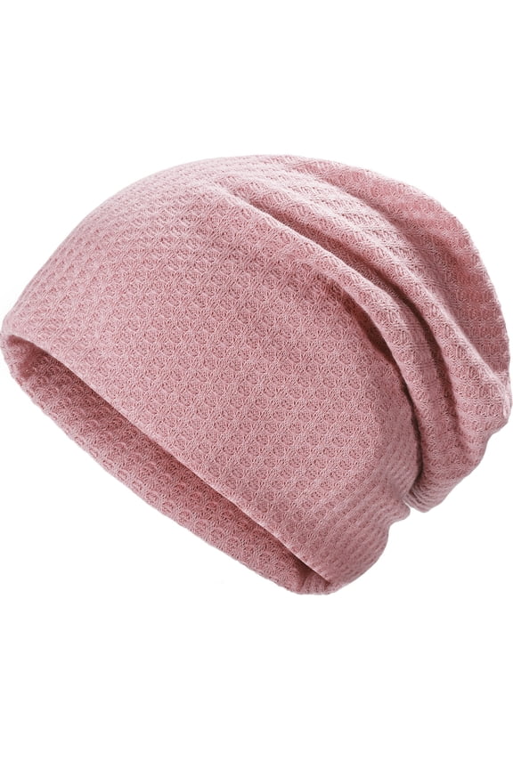 Slouchy Beanie Hat for Men and Women Lightweight Soft Skull Cap Chemo Headwear (Solid Pink)