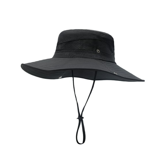 DLAPL Wide Brim Waterproof Sun Hat for Men Women Packable Fishing Bucket Hat for Hiking Gardening (Solid Black)