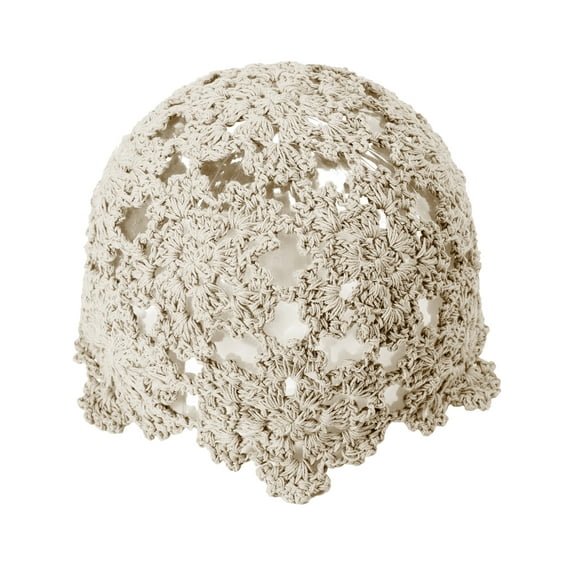 DLAPL Women Cotton Crochet Beanie Hat Handmade Knit Cutout Floral Skull Cap