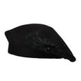 thumbnail image 1 of DLAPL Women French Beret hat Solid Color Floral Warm Beret Cap (Flower Black), 1 of 5