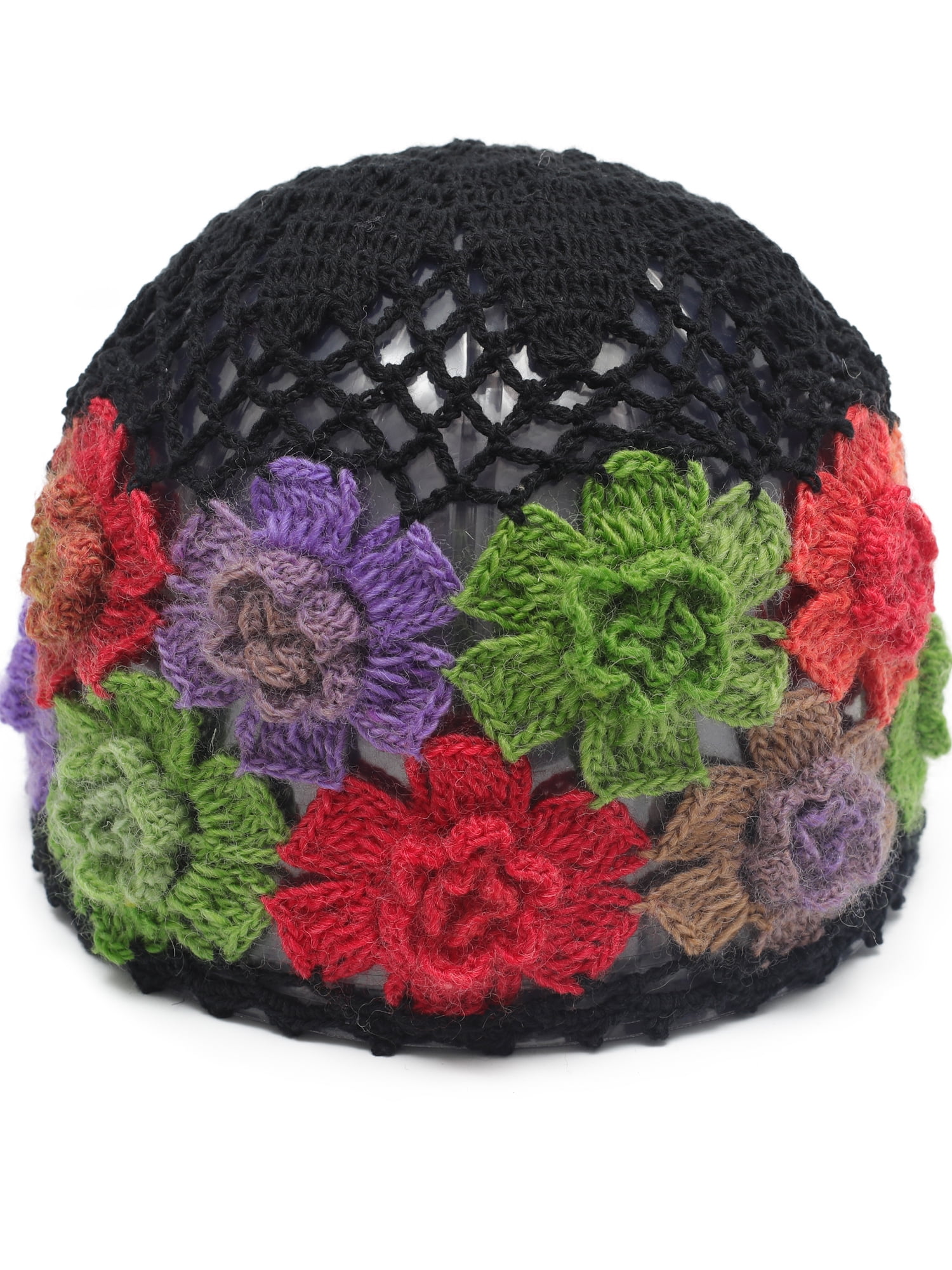 4647 Women Crochet Beanie Hat Handmade Girls Cotton Knit Cutout Floral DLAPL Women main image 3