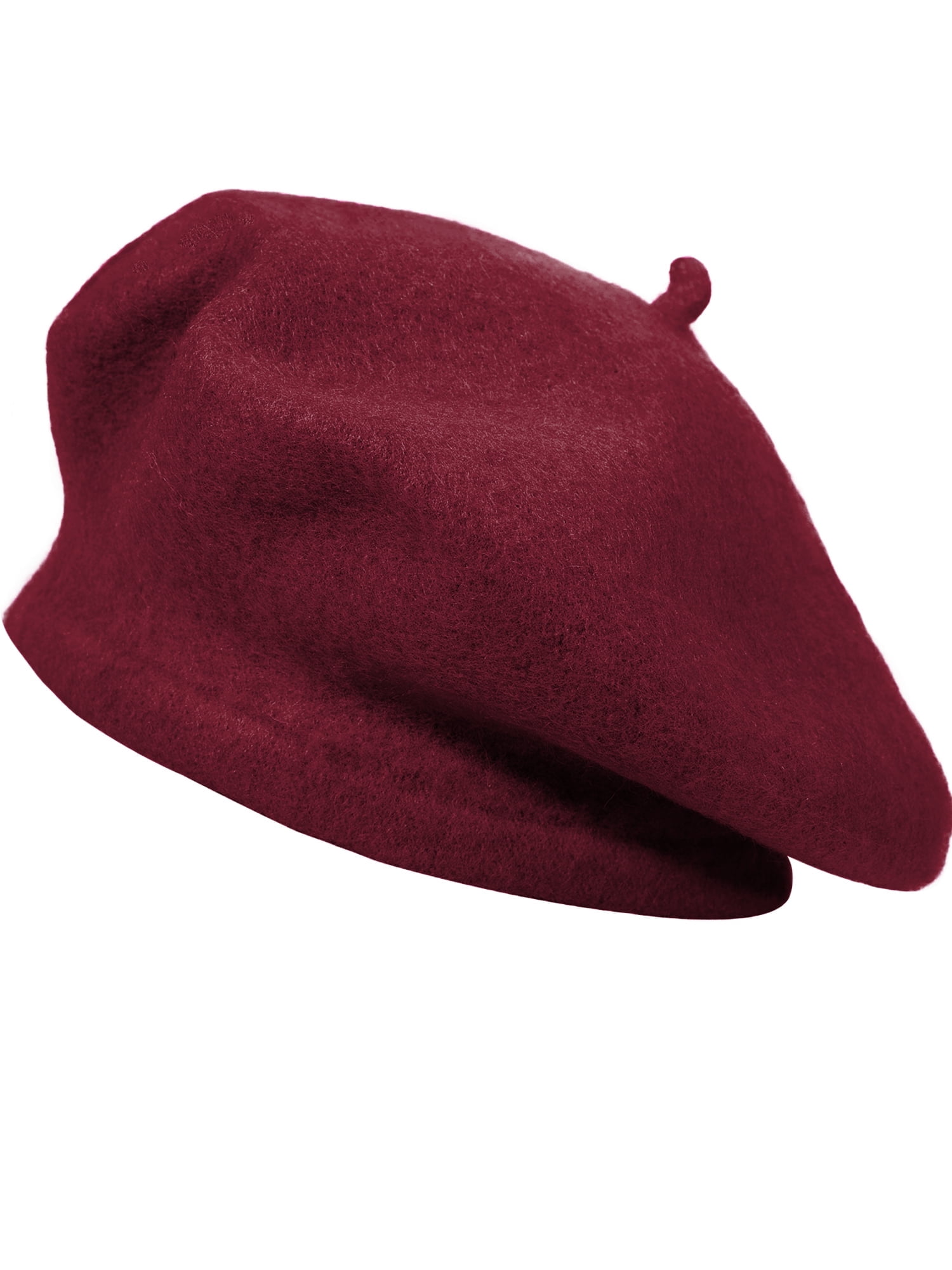 Women\'s Wool French Beret Hat Comfortable Solid Color Soft Beret Cap Burgundy Wine 11 1/2 In Wool Felt French Beret | SUN YORKOS main image 4