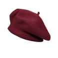 thumbnail image 1 of DLAPL Wool Beret Hat for Women Solid Color Classic French Style Beret Cap (Burgundy), 1 of 5