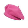 thumbnail image 1 of DLAPL Wool Beret Hat for Women Solid Color Classic French Style Beret Cap (Hot Pink), 1 of 5