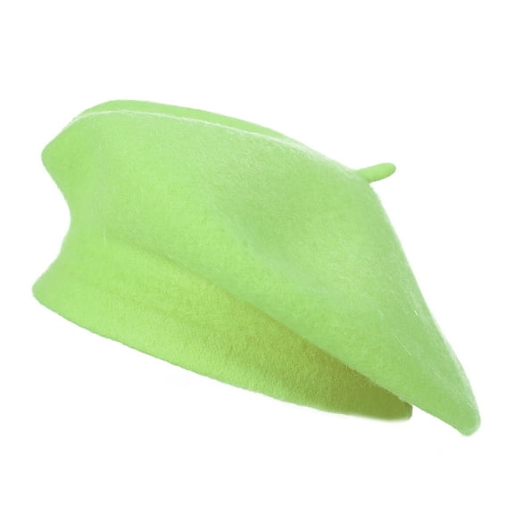 DLAPL Wool Beret Hat for Women Girls Solid Color Classic French Style Beret Cap (Lime Green)