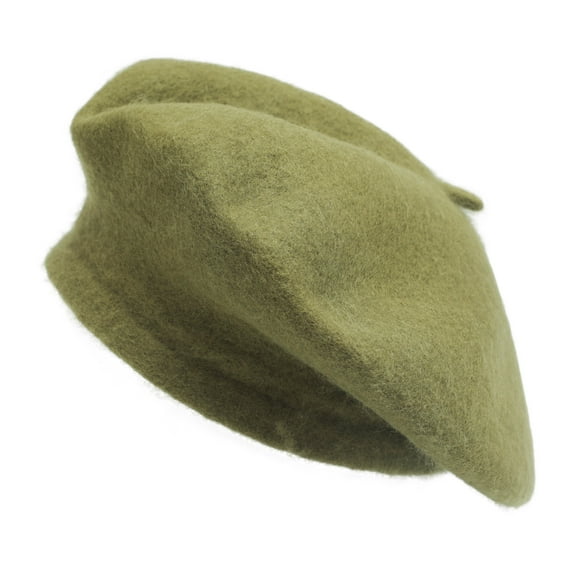 DLAPL Wool Beret Hat for Women  Solid Color Classic French Style Beret Cap （Olive Green）