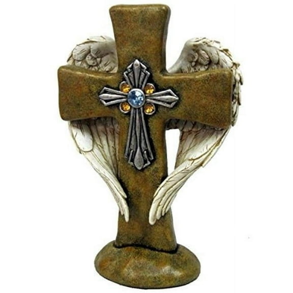 DLC 12494 5 x 7 in. Cross Standing Angel Wings
