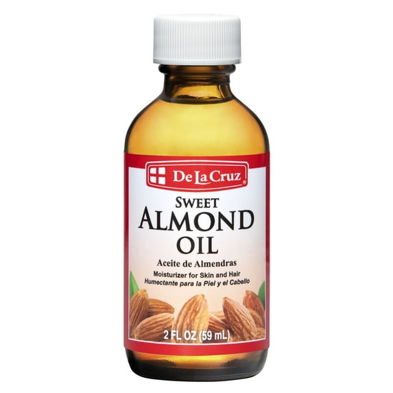 De La Cruz Sweet Almond Oil, Expeller Pressed Moisturizer for Skin and Hair, 2 fl oz.