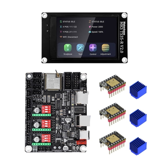 DLC32 V2.1 Engraving Machine Control Board 32Bit GRBL Offline Controller with TS35 LCD Screen TMC2209 Motor Driver
