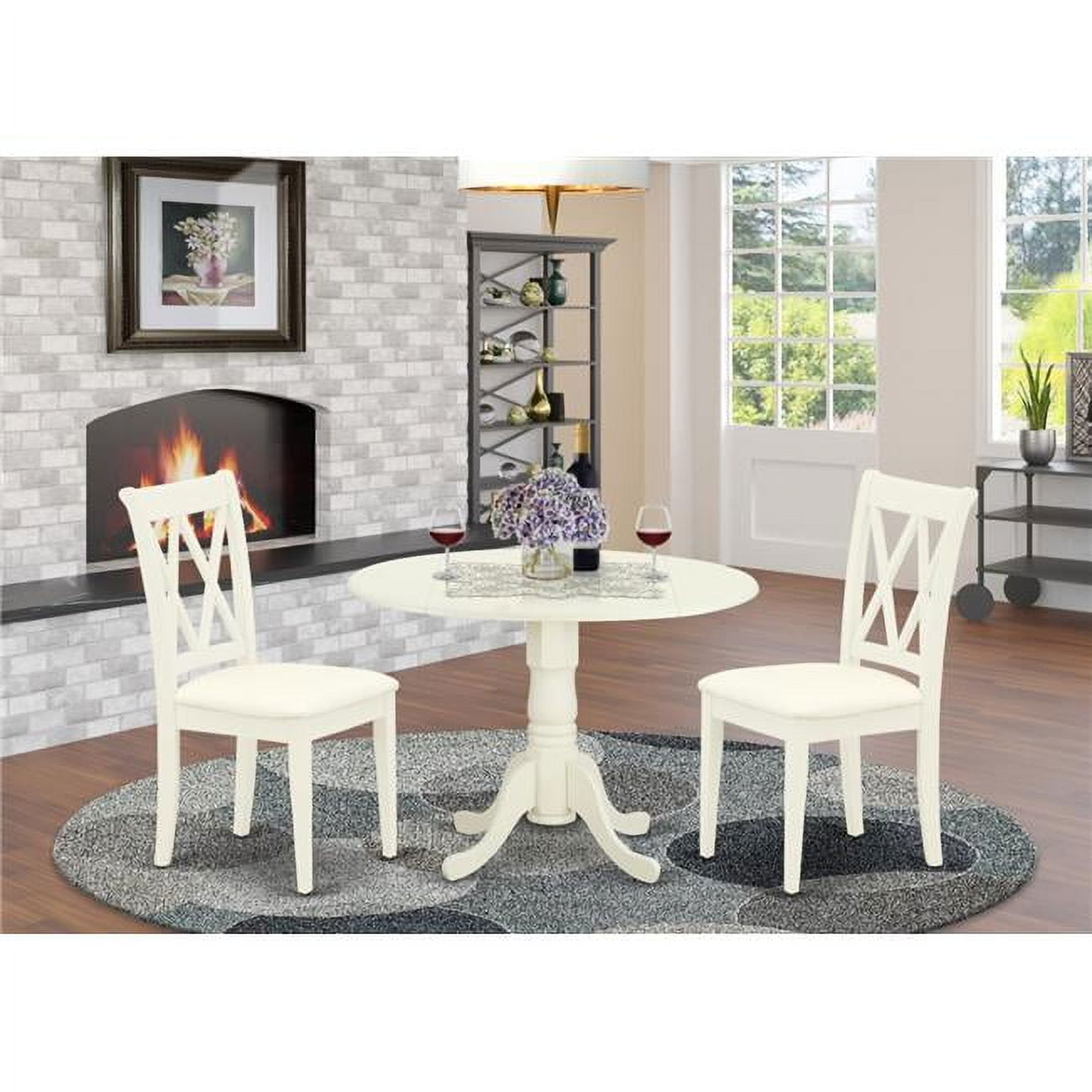DLCL3WHIC 3 Piece Set Includes a Rounded Kitchen Table with
