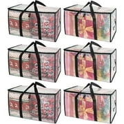 DLD 6 Pack XL Heavy Duty Foldable Moving Bags Sturdy & Durable Clothes Storage Bags Totes Bins, Blue Packing Bags Moving Boxes College Moving Supplies, Clear