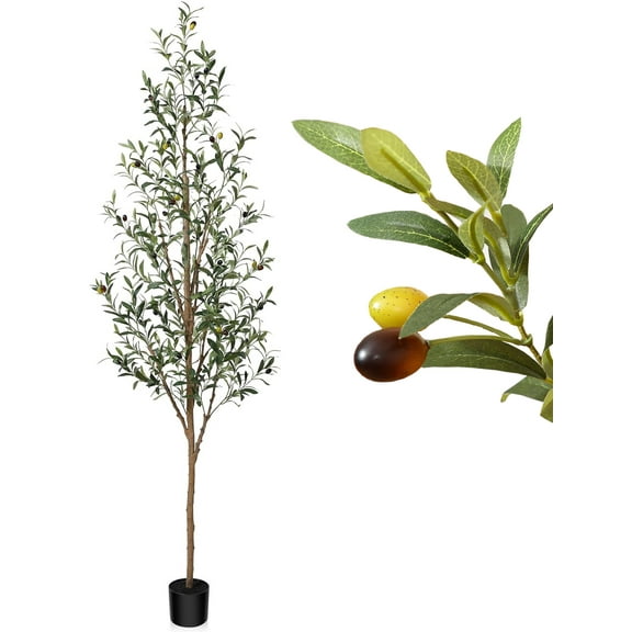 DLD 7ft Artificial Olive Plants with Realistic Leaves and Natural Trunk Faux Olive Tree for Office Home Decor
