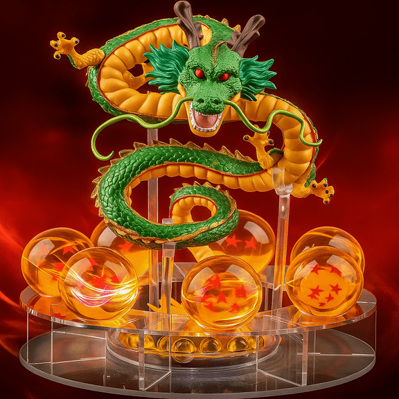 DLD Resin Dragon Doll Dragon Statue Set + 3.5cm Crystal Ball + Shelf with Gift Box Christmas Gifts, Hottest Anime Gift & Home Decor