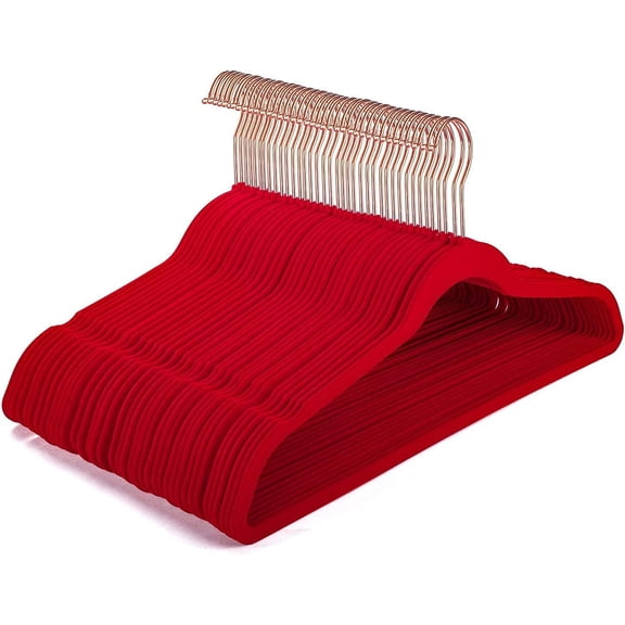 DLD Velvet Hangers Non Slip Suit 50 Pack Space Saving Clothes Hanger Premium Ultra Thin Adult for Coats, 360 Rotating Silver Hook