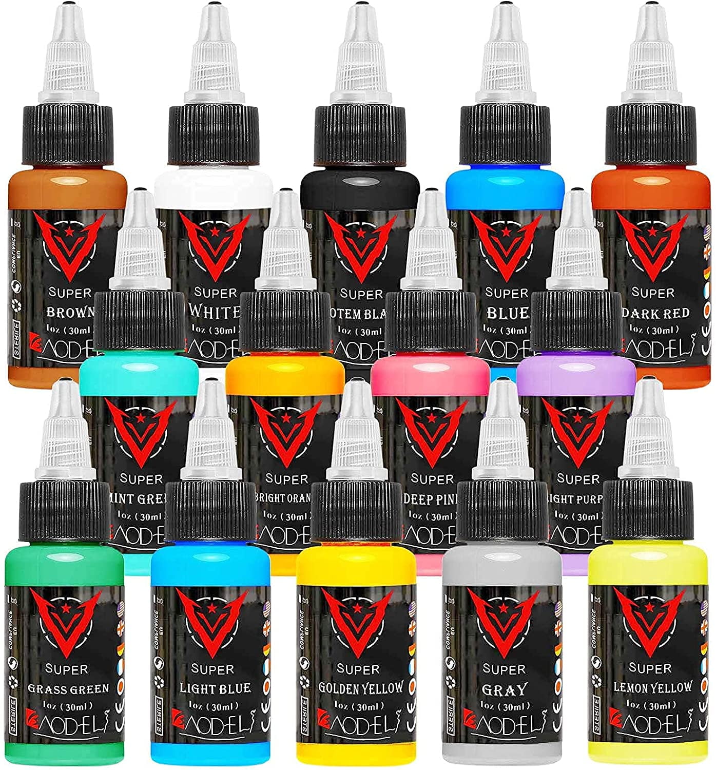 World Famous Tattoo Ink - 7 Color Simple Tattoo Kit - Professional Tattoo  Ink in Color Assortment, Includes White Tattoo Ink - Skin-Safe Permanent  Tattooing - Vegan & Non-Toxic (0.5 oz Each)