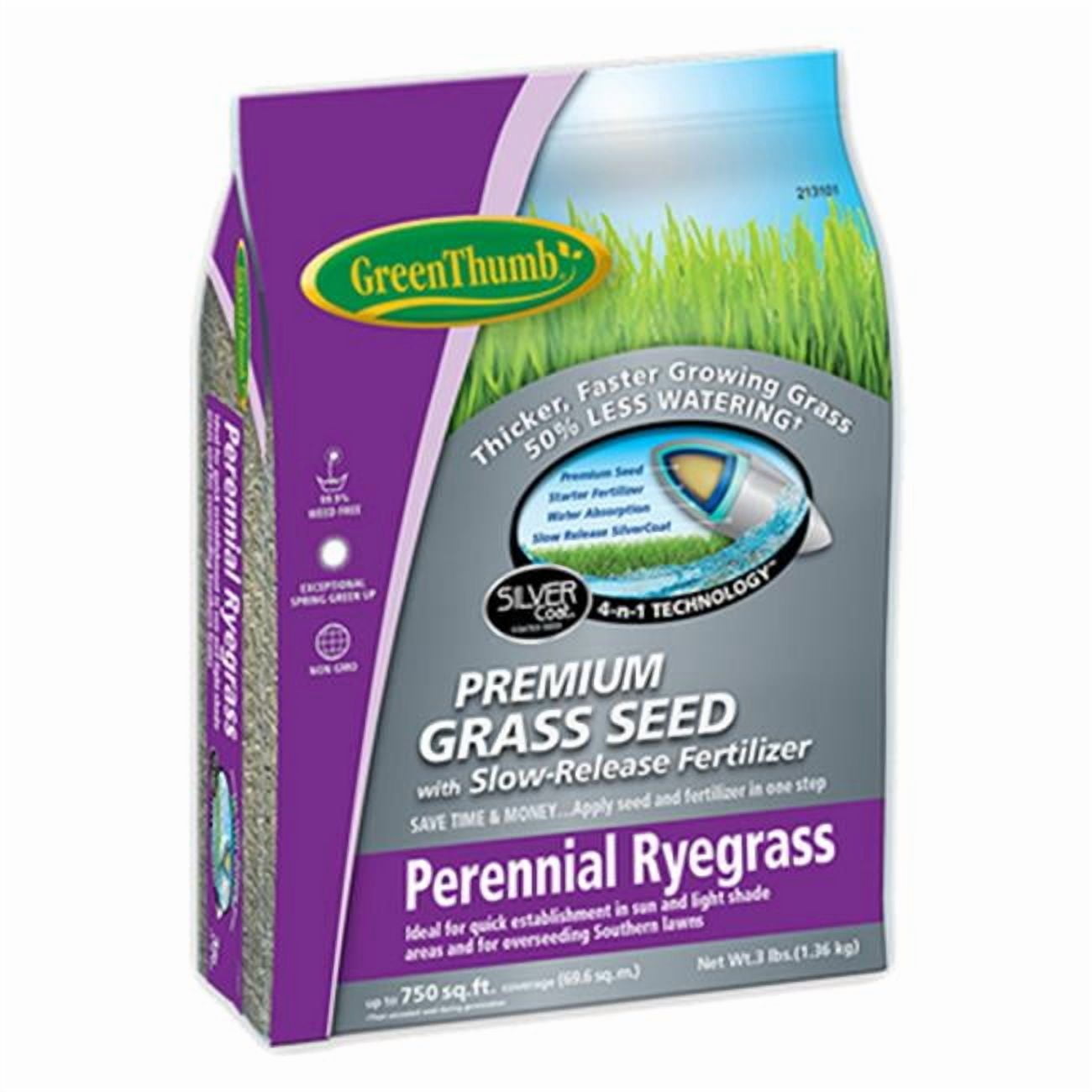 DLF 213101 3 lbs Green Thumb Perennial Ryegrass Seed