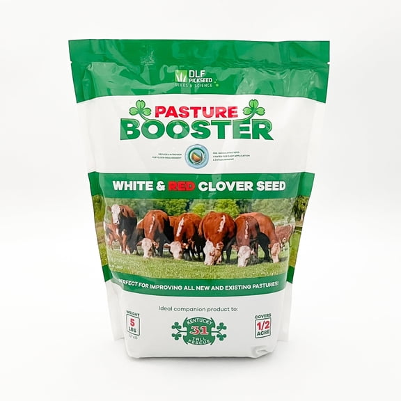 DLF Pasture Booster Clover Seed Mixture - Premium Clover Seed for Pastures, Livestock, Horses, Providing Protein & Essential Nutrients Enhance Soil Health -(White & Red Clover)5 lbs, 0.21 cubic feet