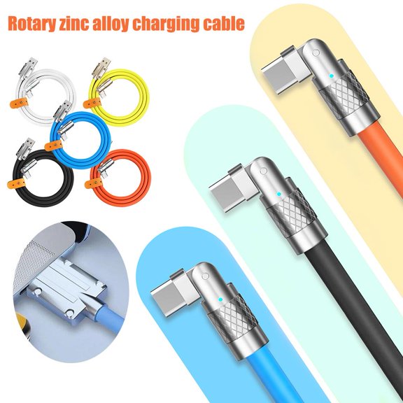 DLHP 120 W Super Fast Charging Cable Metal Zinc Alloy Micro USB TypeC Charger Cor