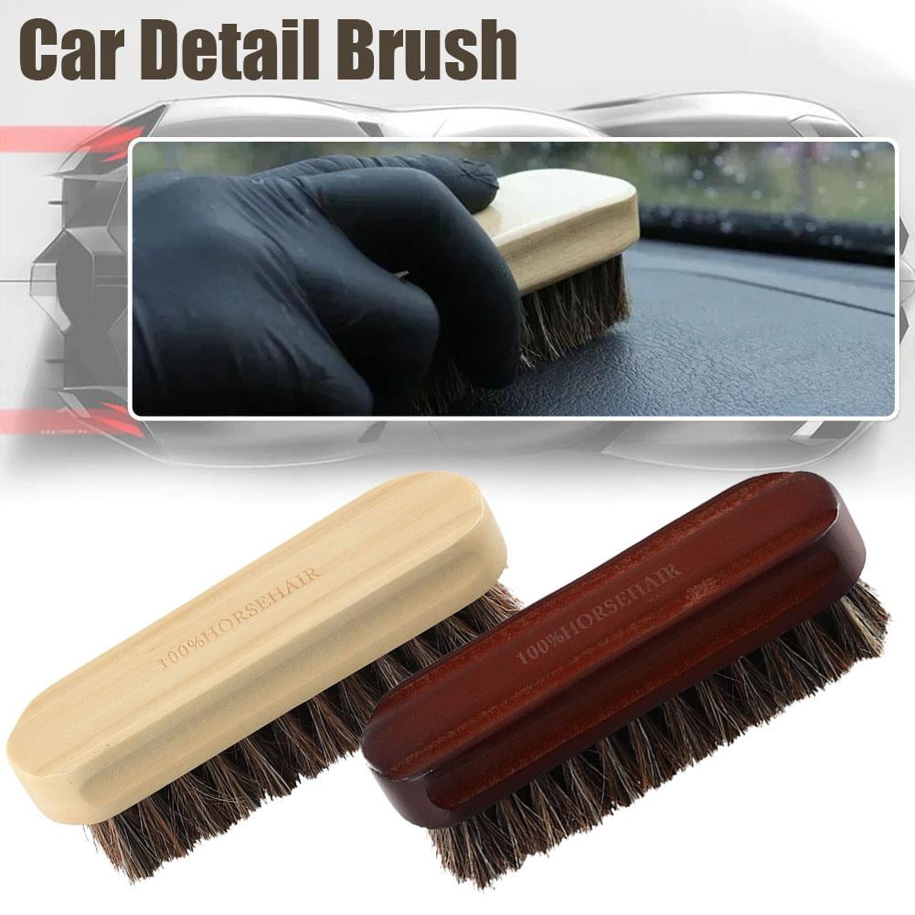 DLHP Horsehair Wooden Brush Car Detailing Polishing Buffing Handle Car