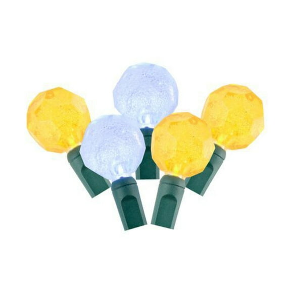 DLIG LED Multifaceted Berry Crystal Christmas String Lights - Gold and White - 12.5 ft Green Wire -