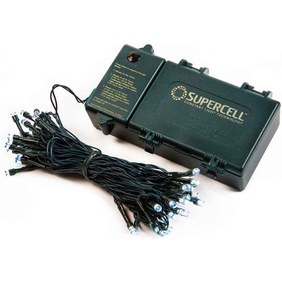 DLIG 50 Battery Operated Cool White Wide Angle LED Christmas Lights - 18.33 ft Green Wire