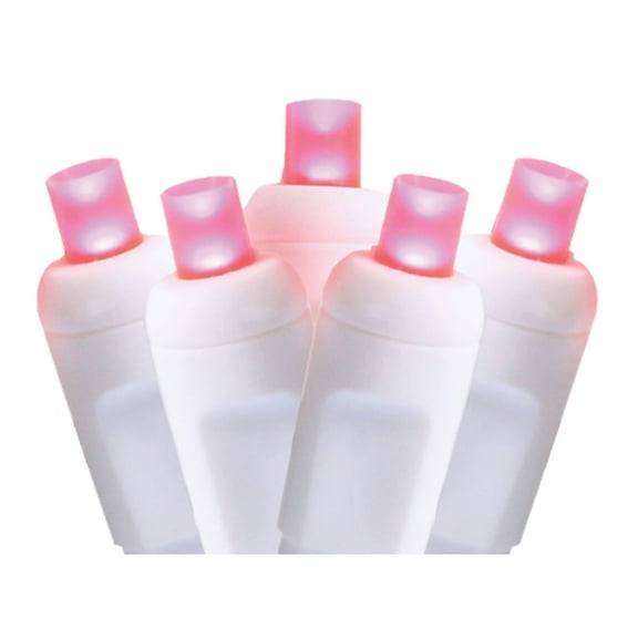DLIG LED Wide Angle Christmas String Lights - Pink - 17 ft White Wire - 50ct