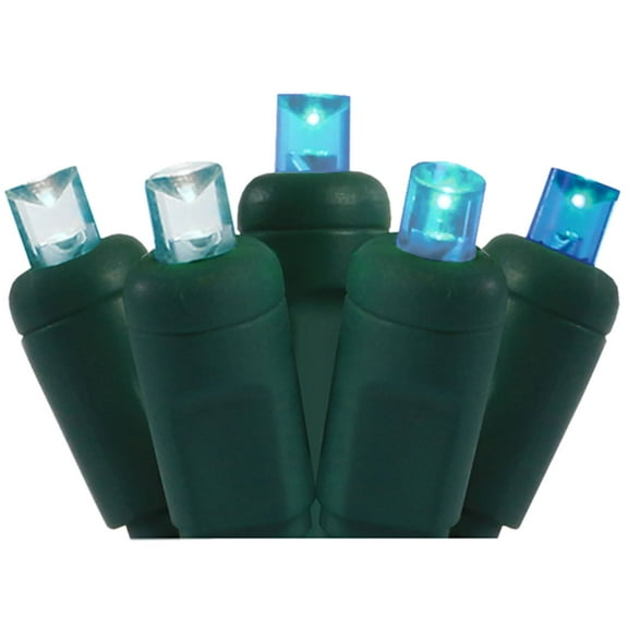 DLIG Glacier LED Wide Angle Christmas String Lights - Turquoise Blue - 25.17 ft Green Wire - 50ct