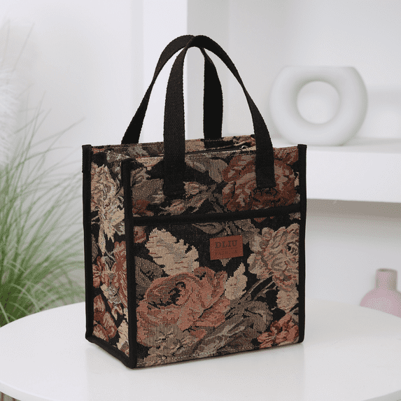 DLIU Lunch Bag,Floral Pattern,Tote, Hand Bag,Lunch Box Storage Bag