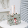 thumbnail image 1 of DLIU Thick Fabric Floral Tote Lunch Bag, Green flowers, Work Carrying Bag, Hand Bag, 1 of 9
