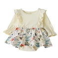 DLLMJING Infant Baby Girls Winter Long Sleeve Flowers Printing Romper