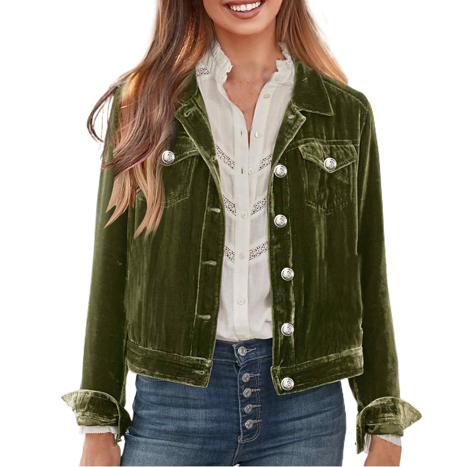 DLLMJING Women's Basic Style Fall Casual Sweatshirt Ladies Gold Velvet