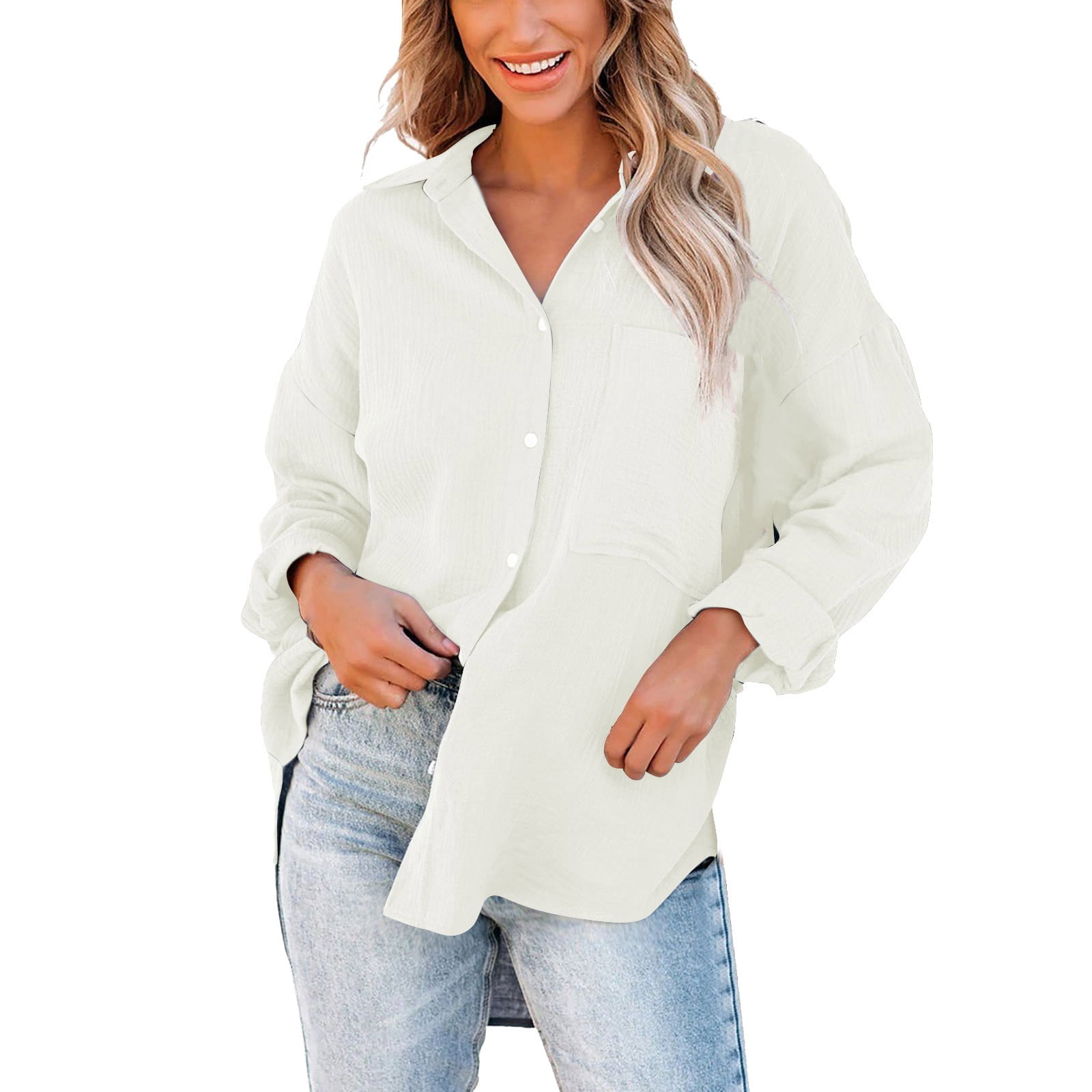 DLLMJING Women's Lightweight Casual Jackets Tops Pure Cotton Splice