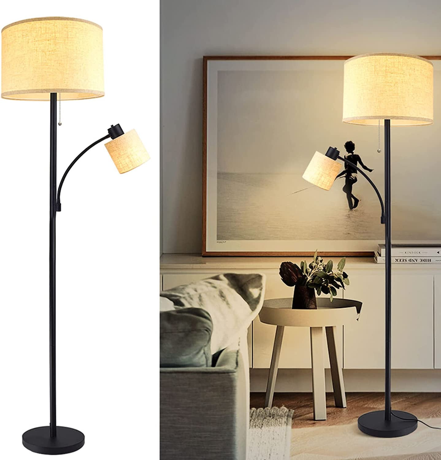 DLLT Living Room Standing Floor Lamps for Reading, Modern Tall Pole