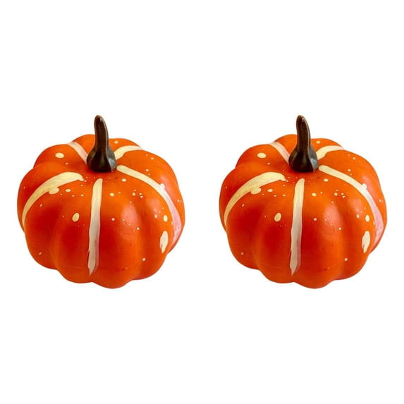 DLMCUH 2 Pcs Mini Pumpkins for Crafts,Halloween Plastic Small Pumpkins for Home Table and Party Decorations
