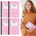 thumbnail image 1 of DLMCUH 4 Pack Wide Ruled Composition Notebook,Marble Hard Cover College Ruled Composition Book,Sewn Binding Journal,30 Sheets/60 Pages,5.5"x8.2" Thick Lined Paper Notebook,Classroom Must Have(Pink), 1 of 8